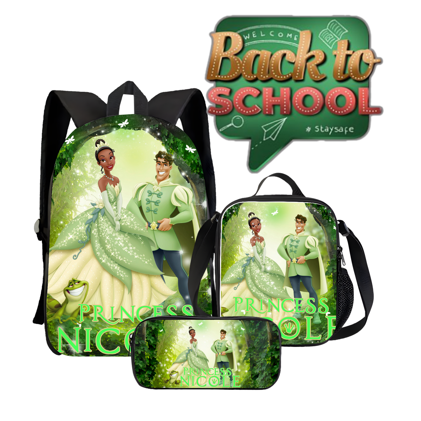 Princess Nicole – Fairy Tale Custom Backpack, Lunch Bag & Pencil Case Set