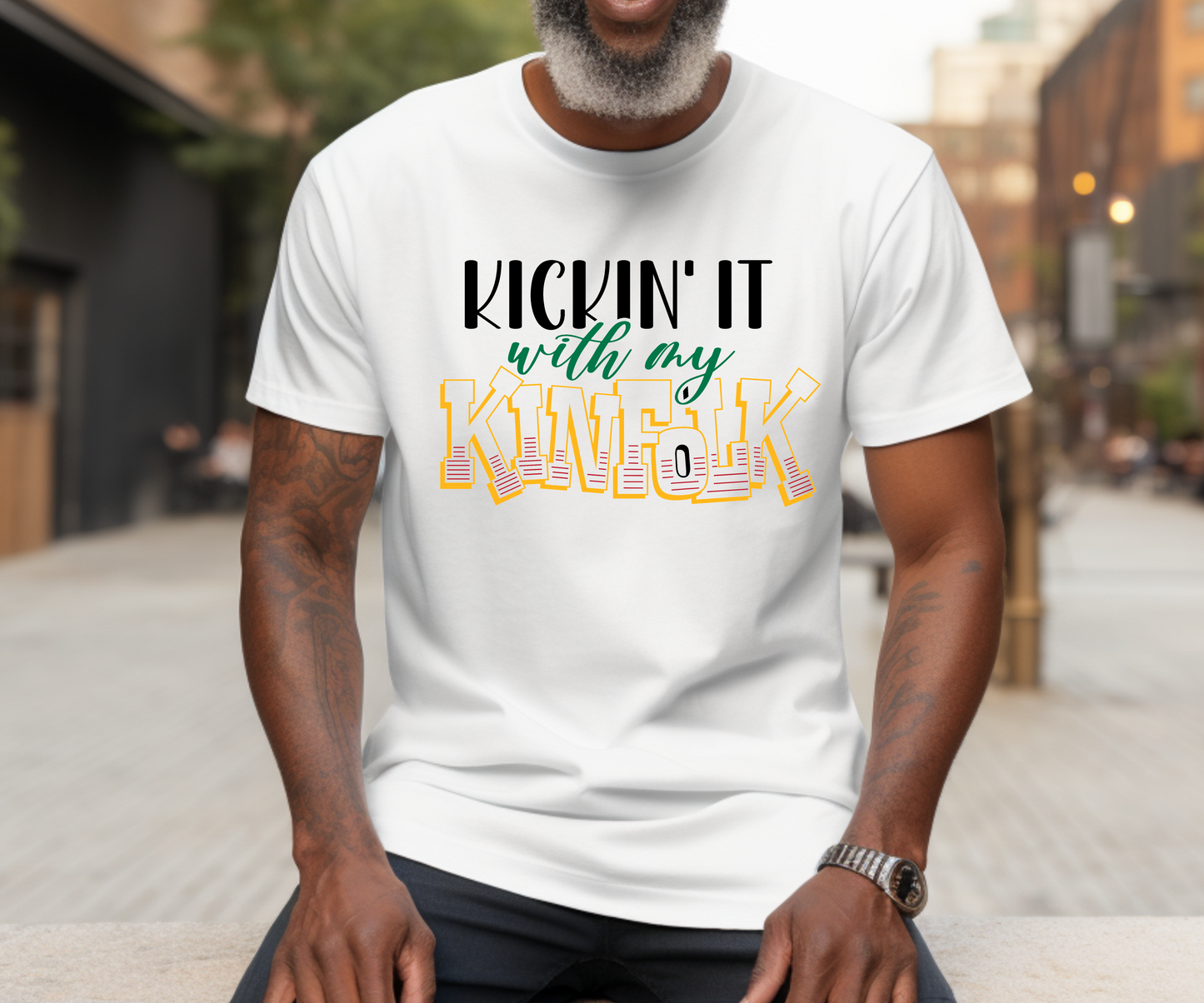 Family Reunion T-Shirt – “KICKIN' IT WITH MY KINFOLK” (White)