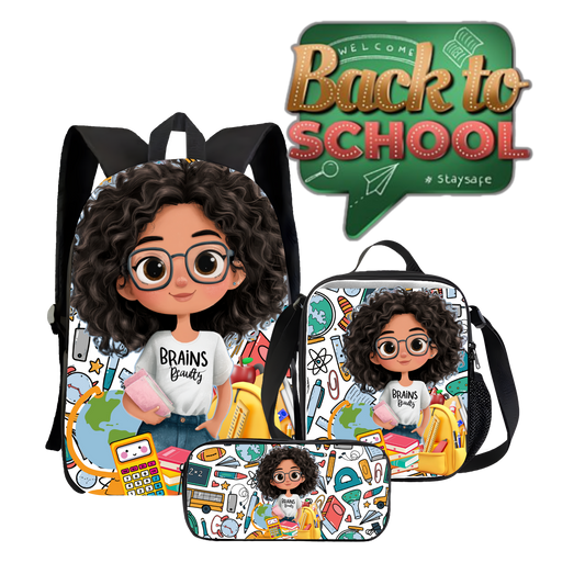 Brains & Beauty – Smart & Stylish Custom Backpack, Lunch Bag & Pencil Case Set