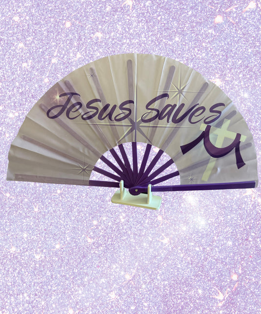 ✨ Jesus Saves – Faith-Inspired Clapping Fan ✨