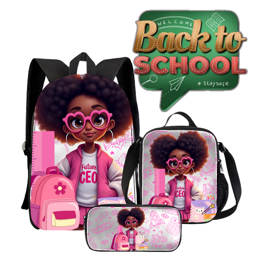 Future CEO – Girl Boss Custom Backpack, Lunch Bag & Pencil Case Set