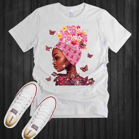 Breast Cancer Awareness Floral Crown Tee