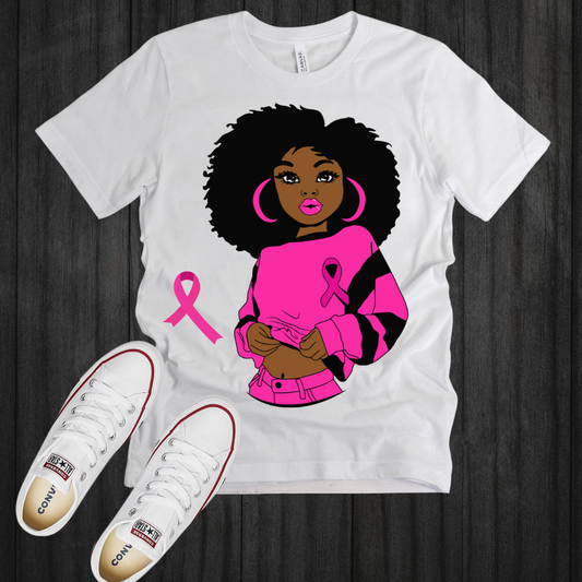 Breast Cancer Warrior Black lady w/ ribbon Shirt