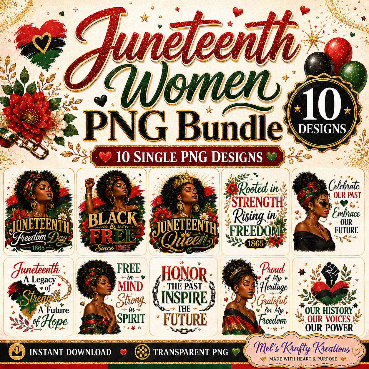 Juneteenth Women PNG Bundle – 10 Designs – Digital Download