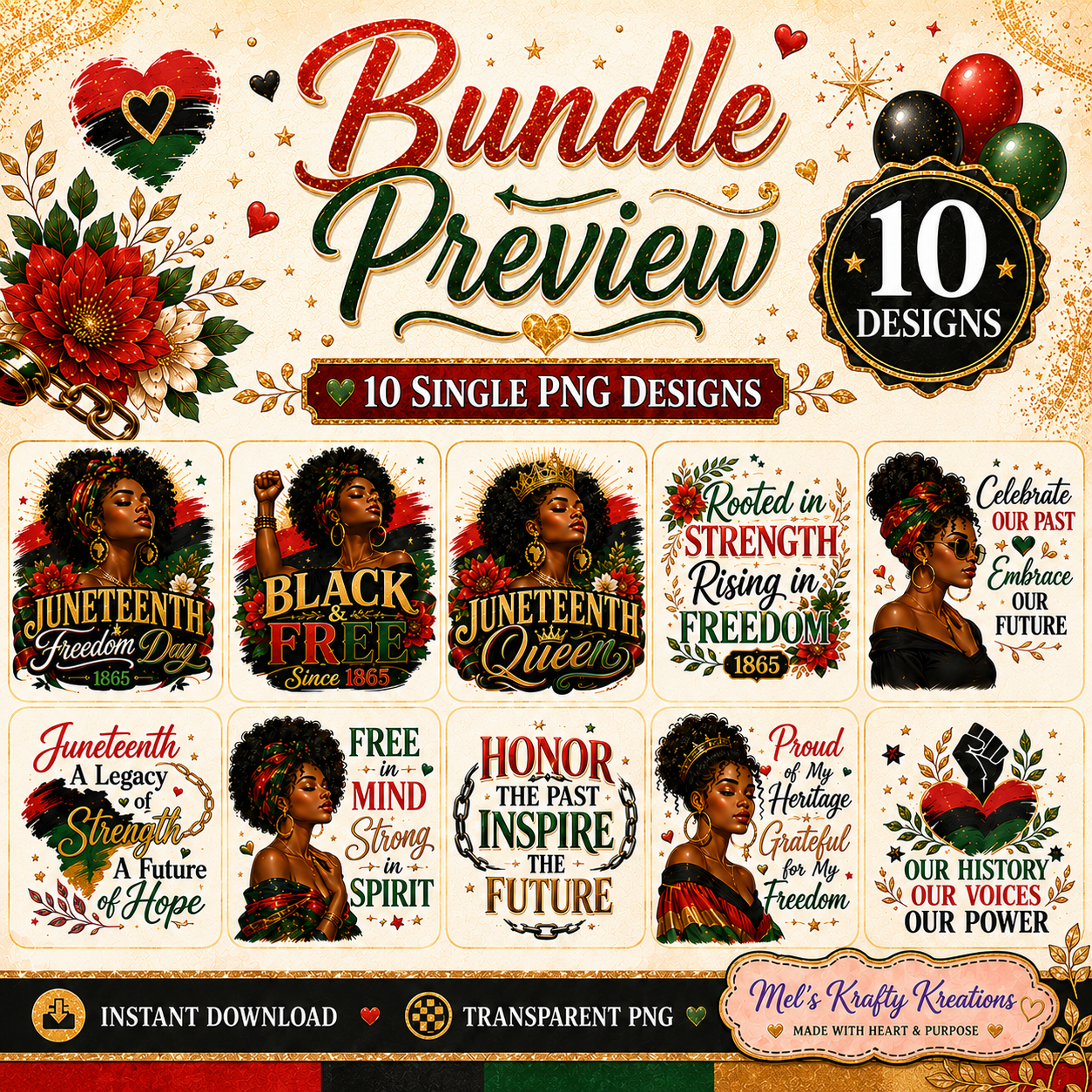 Juneteenth Women PNG Bundle – 10 Designs – Digital Download