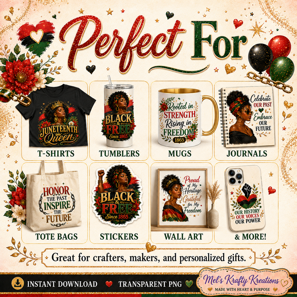 Juneteenth Women PNG Bundle – 10 Designs – Digital Download