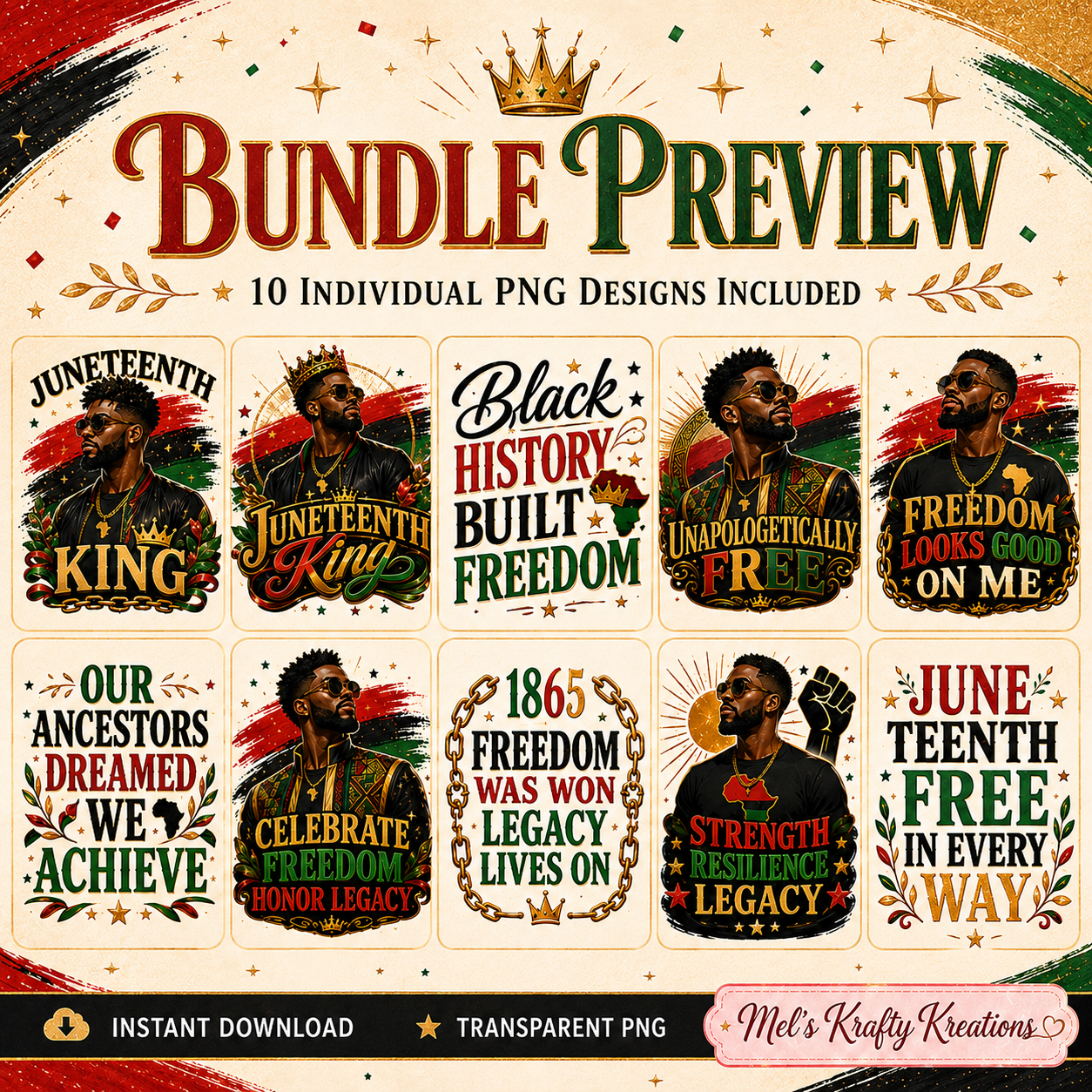 Juneteenth Men PNG Bundle – 10 Designs – Digital Download