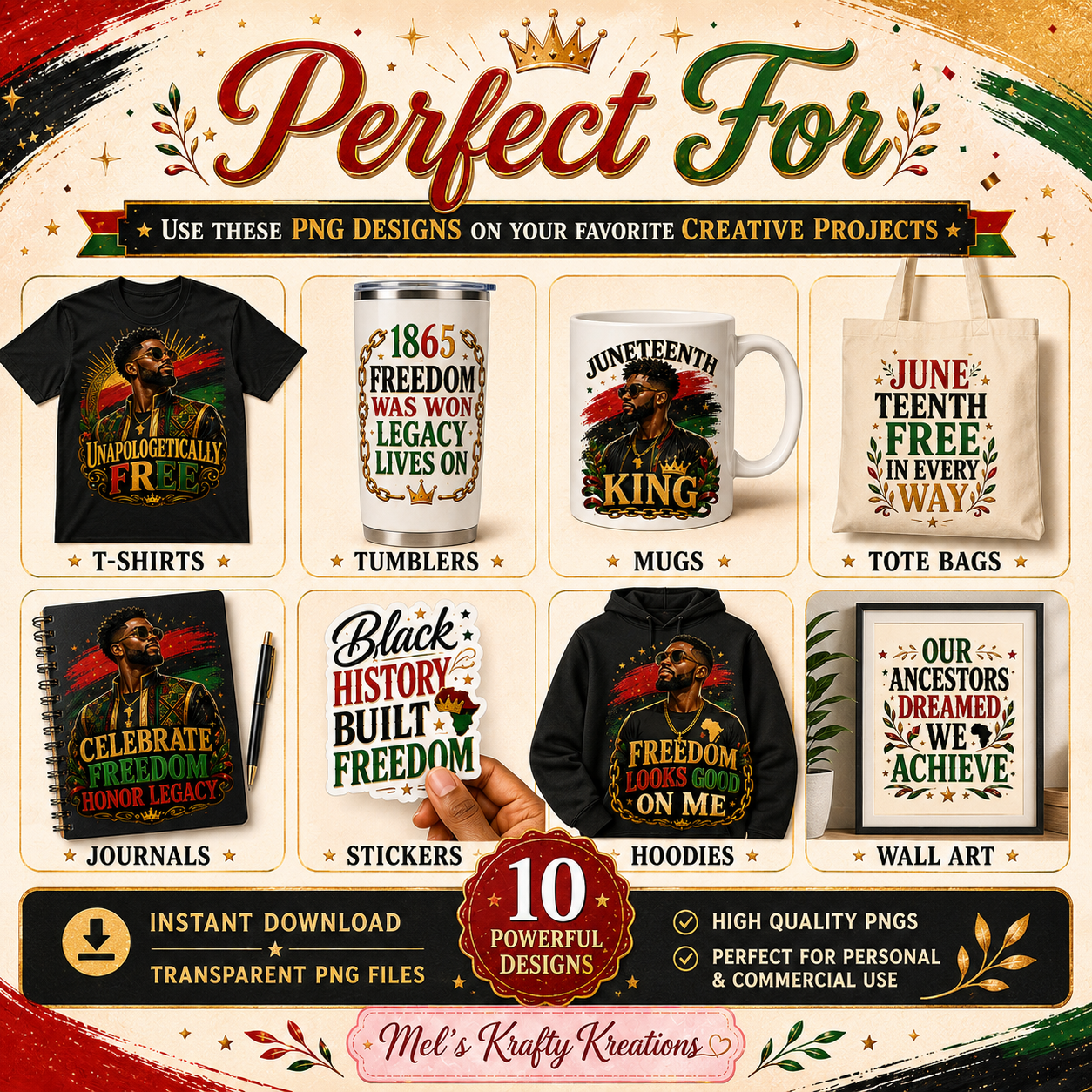 Juneteenth Men PNG Bundle – 10 Designs – Digital Download