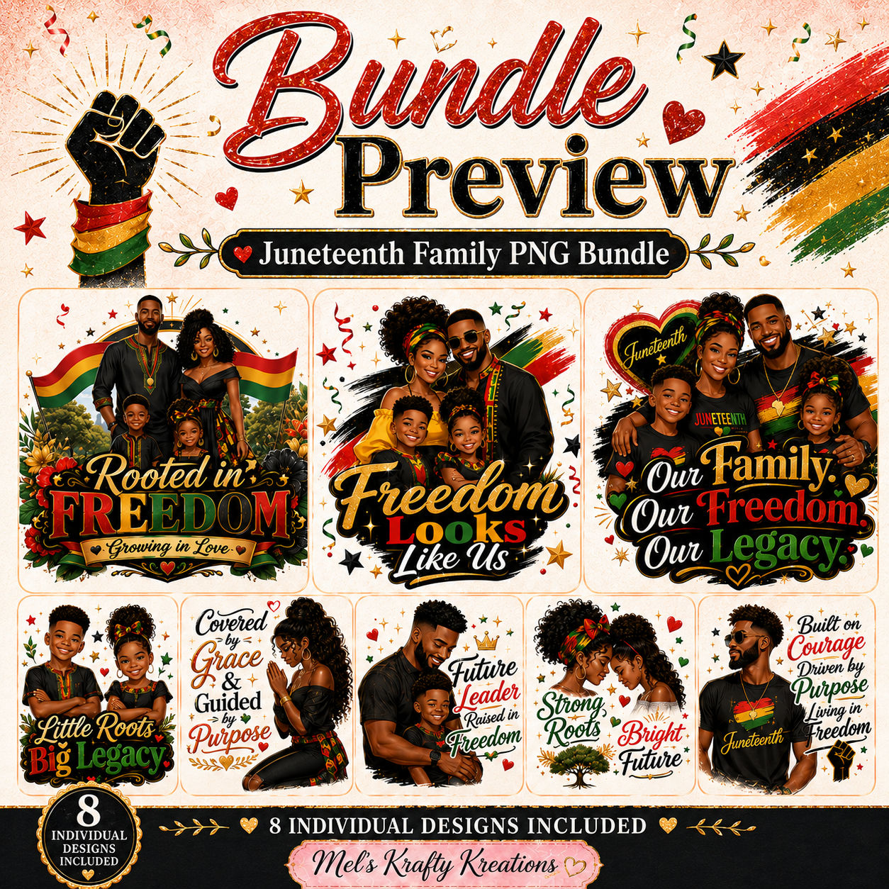Juneteenth Family PNG Bundle – 8 Designs – Digital Download