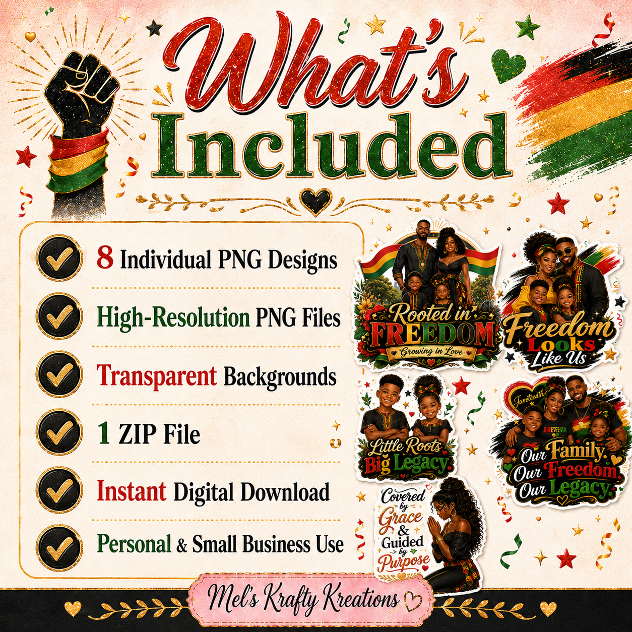 Juneteenth Family PNG Bundle – 8 Designs – Digital Download