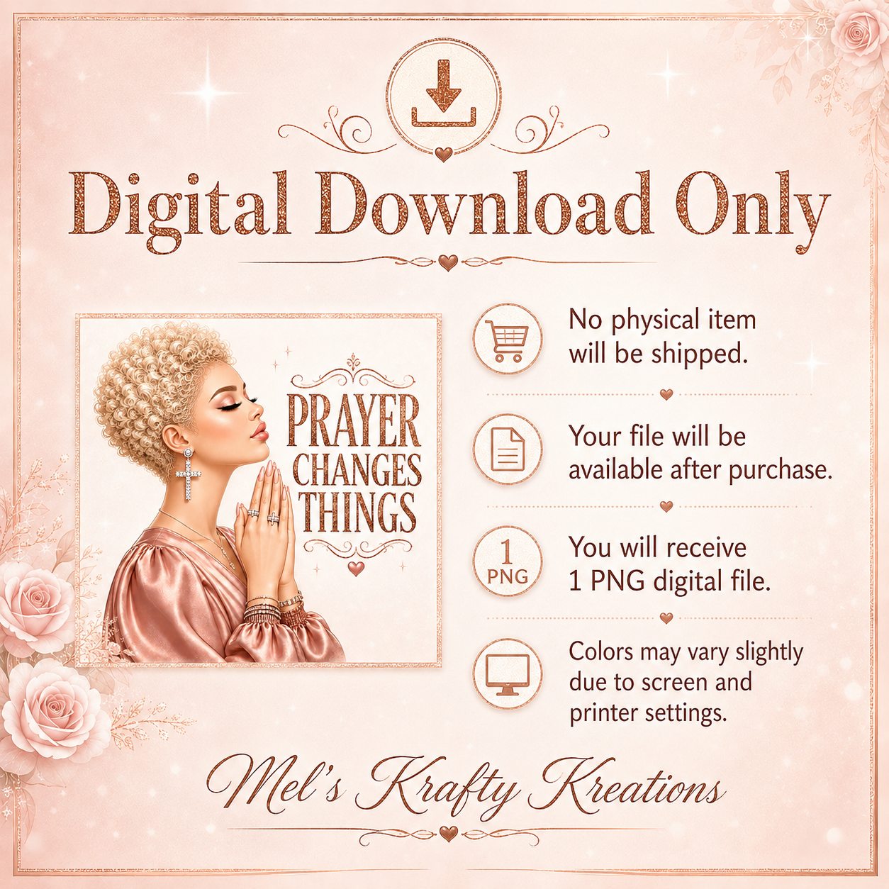 Prayer Changes Things PNG – Caucasian Faith Girl Digital Download