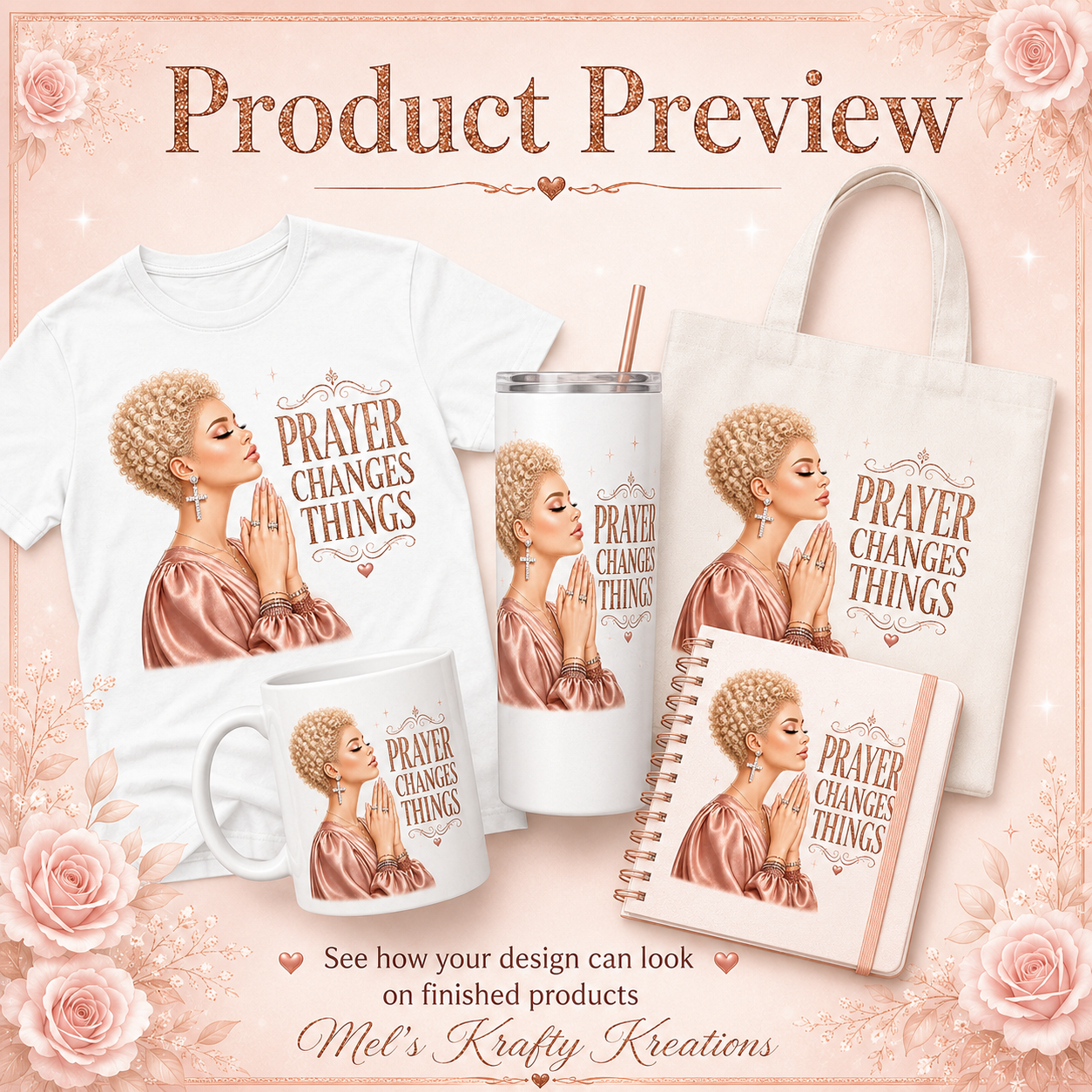 Prayer Changes Things PNG – Caucasian Faith Girl Digital Download