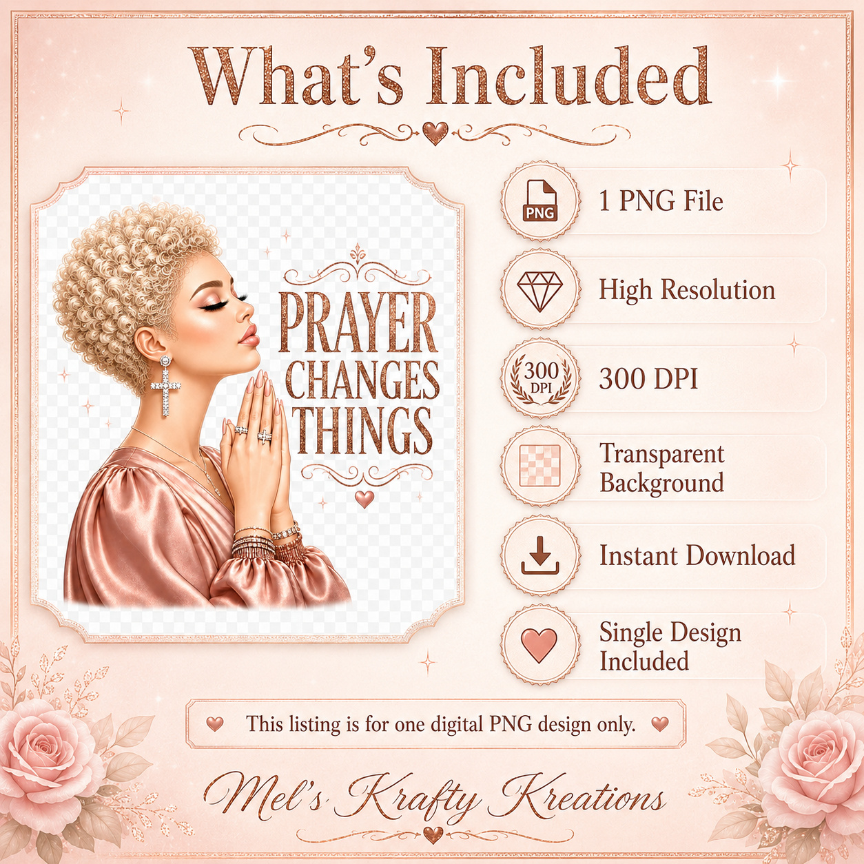 Prayer Changes Things PNG – Caucasian Faith Girl Digital Download